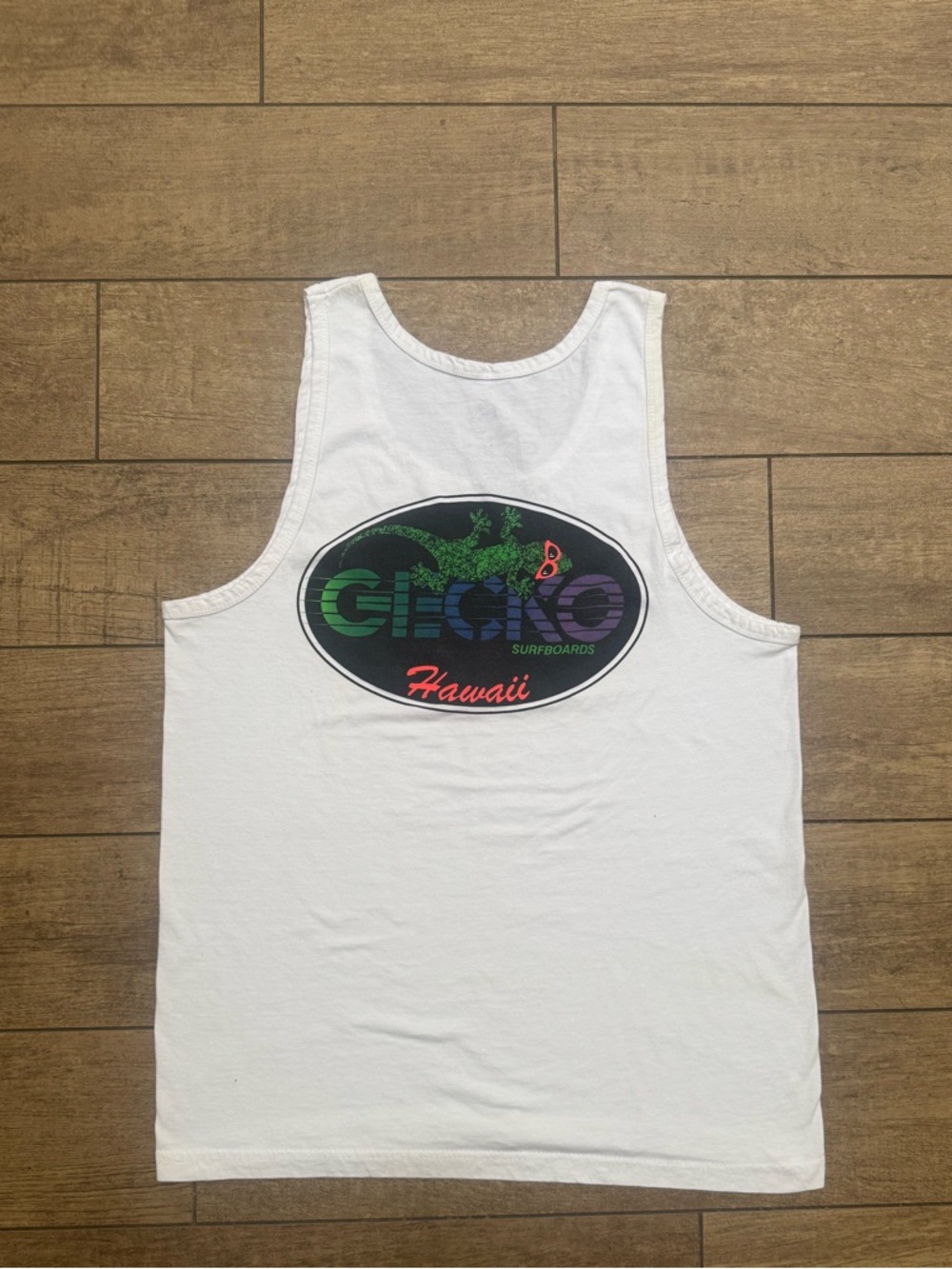 Gecko “Racing Surfboards” Tank Top - 1988 Re-print (STAINED) (Vintage Re-print)
